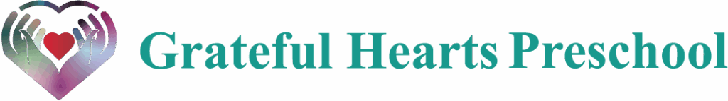Grateful Hearts Preschool horizontal logo with heart and hands design