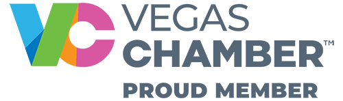 Vegas Chamber proud member logo in colorful text