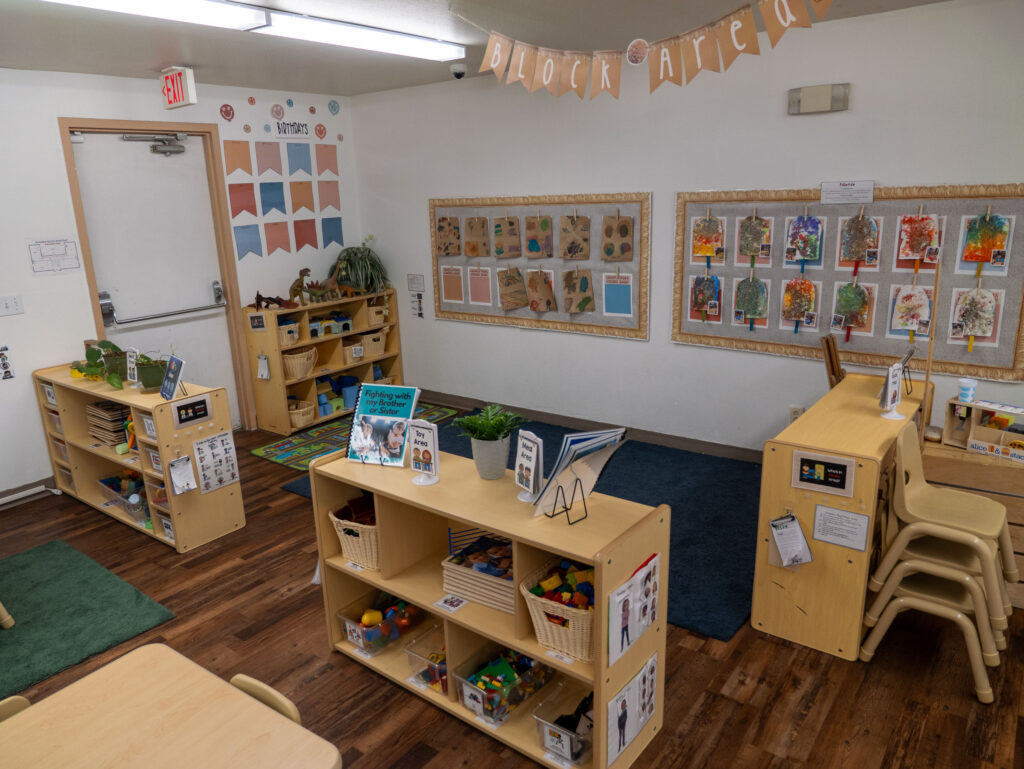 Modern Kinder Prep classroom with educational decor and play centers