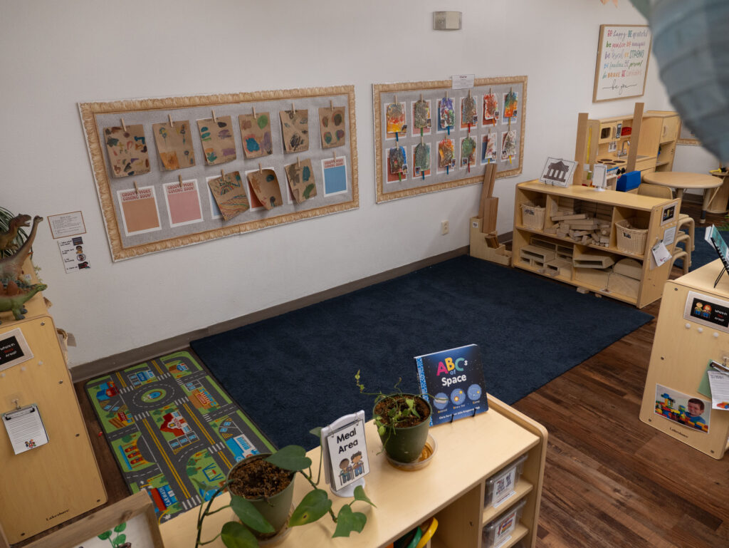 Kinder Prep classroom setup with tables, art area, and learning centers